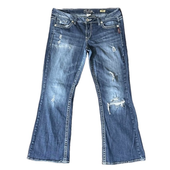 Silver Lola Flare Distressed Jeans size W34/L31 - Picture 1 of 8